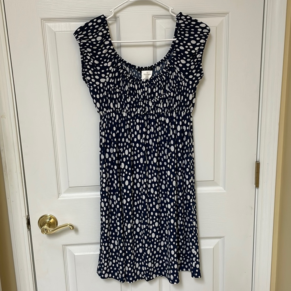 Tiana navy dress with white polka dots. Size small.